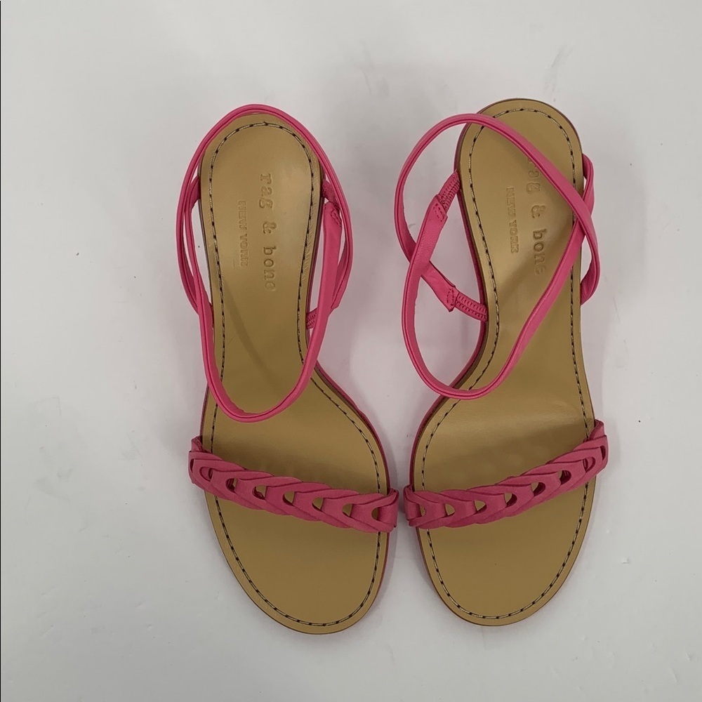 Rag & Bone Infinity leather sandal shoe strappy heel pink slingback new 37.5 7 - Picture 4 of 6